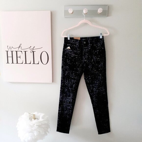 NWT Polo Ralph Lauren skinny high rise ankle black velvet-like glitter jeans - Picture 8 of 16